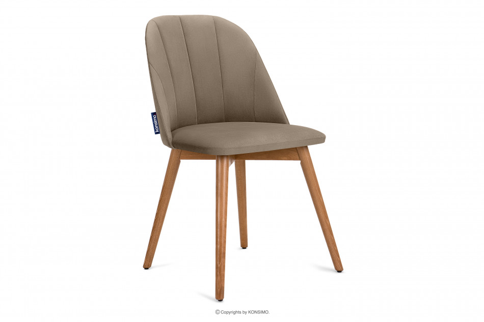 BAKERI Krzesło skandynawskie welur beżowe beżowy/jasny dąb - zdjęcie 0