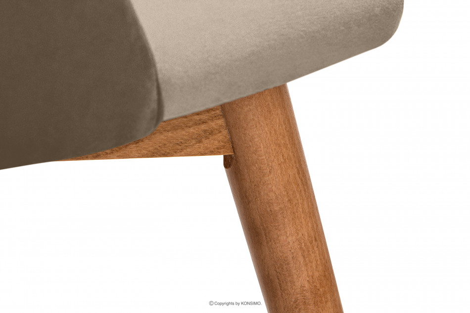 BAKERI Krzesła skandynawskie welur beżowe 2szt beżowy/jasny dąb - zdjęcie 7