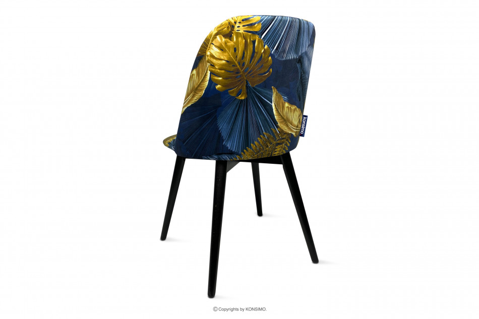 BAKERI Granatowe krzesła kwiaty złote na nóżkach 2szt granatowy/złoty - zdjęcie 3