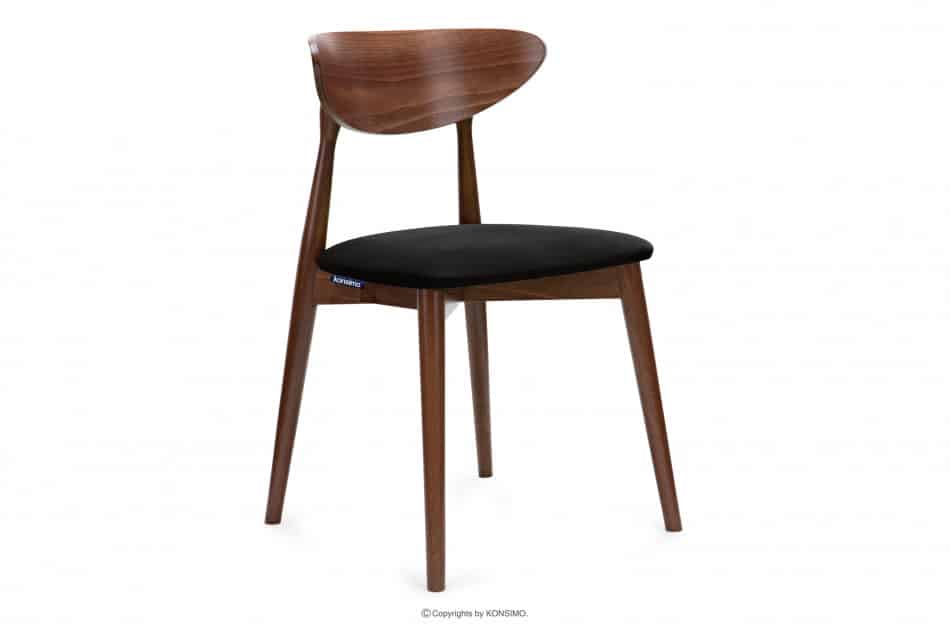 RABI Krzesło drewniane orzech czarny welur czarny/orzech średni - zdjęcie 0