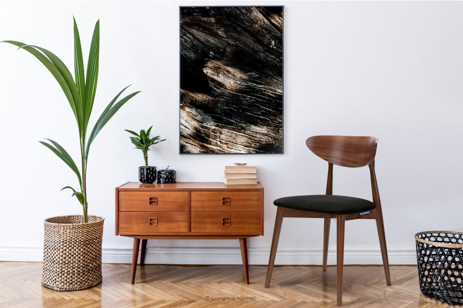RABI Krzesła drewniane orzech czarny welur 2szt czarny/orzech średni - zdjęcie 1