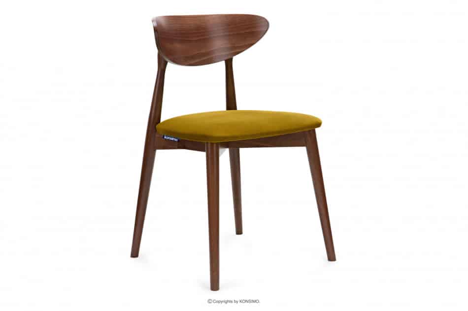 RABI Krzesło drewniane orzech żółty welur musztardowy/orzech średni - zdjęcie 0