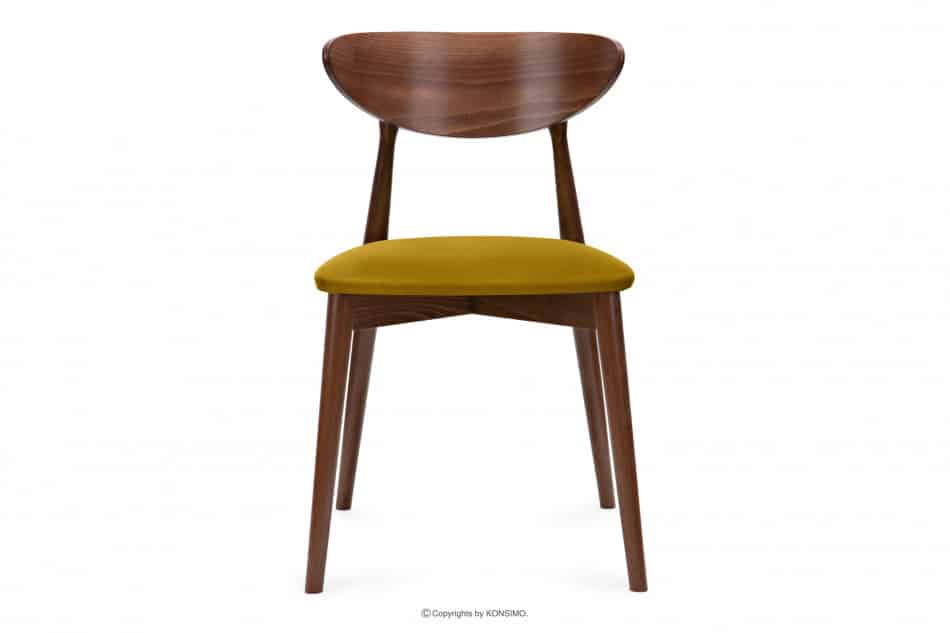 RABI Krzesło drewniane orzech żółty welur musztardowy/orzech średni - zdjęcie 2