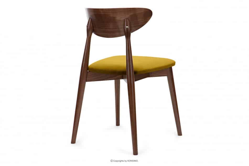 RABI Krzesło drewniane orzech żółty welur musztardowy/orzech średni - zdjęcie 3