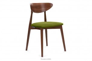 RABI, https://konsimo.pl/kolekcja/rabi/ Krzesło drewniane orzech zielony welur oliwkowy/orzech średni - zdjęcie