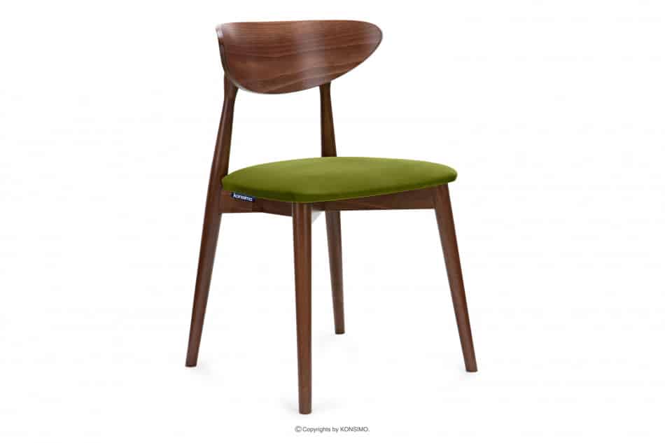 RABI Krzesło drewniane orzech zielony welur oliwkowy/orzech średni - zdjęcie 0