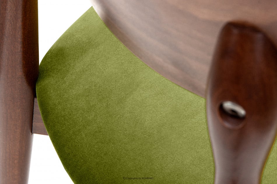 RABI Krzesła drewniane orzech zielony welur 2szt oliwkowy/orzech średni - zdjęcie 8