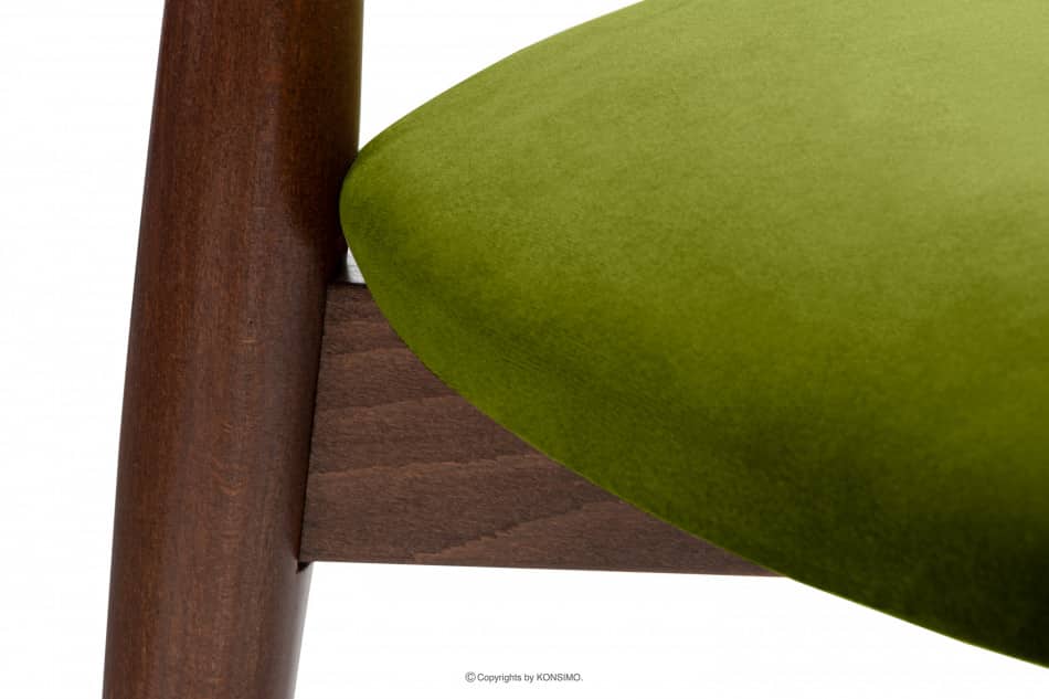 RABI Krzesła drewniane orzech zielony welur 2szt oliwkowy/orzech średni - zdjęcie 6