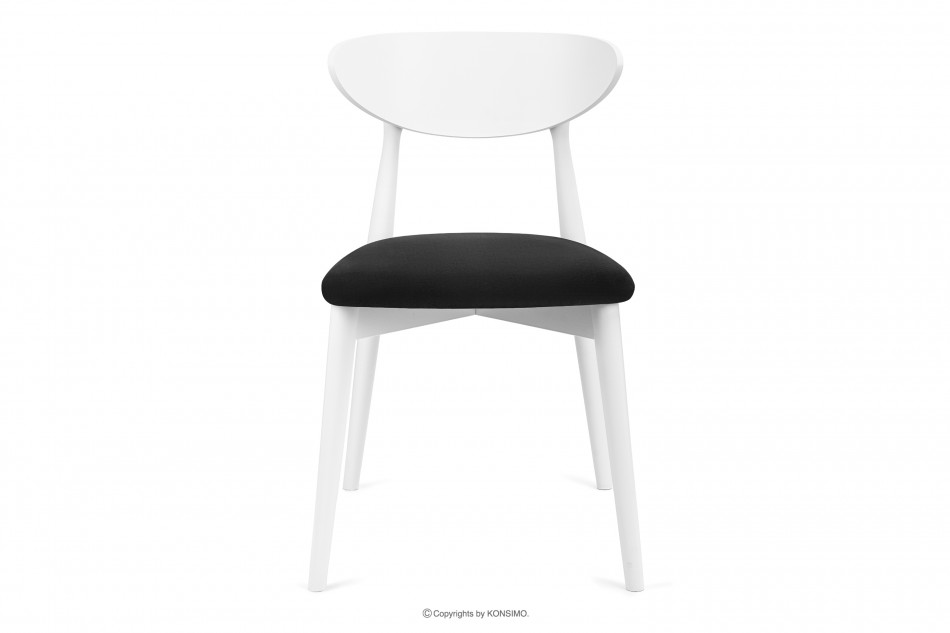 RABI Krzesła drewniane białe czarny welur 2szt czarny/biały - zdjęcie 4