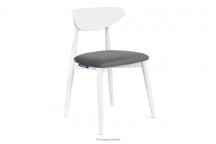 RABI, https://konsimo.pl/kolekcja/rabi/ Krzesło drewniane białe szary welur szary/biały - zdjęcie