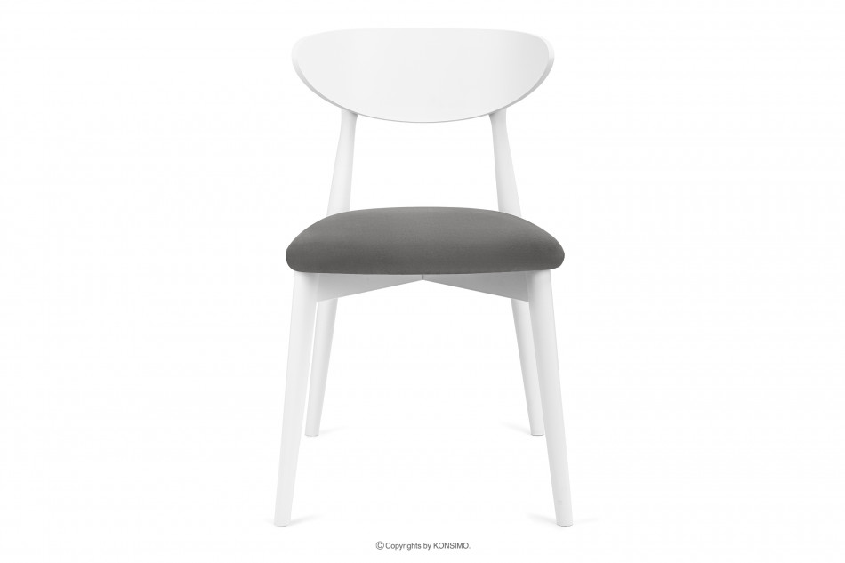 RABI Krzesło drewniane białe szary welur szary/biały - zdjęcie 2