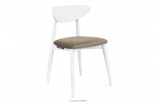 RABI, https://konsimo.pl/kolekcja/rabi/ Krzesło drewniane białe beżowy welur beżowy/biały - zdjęcie
