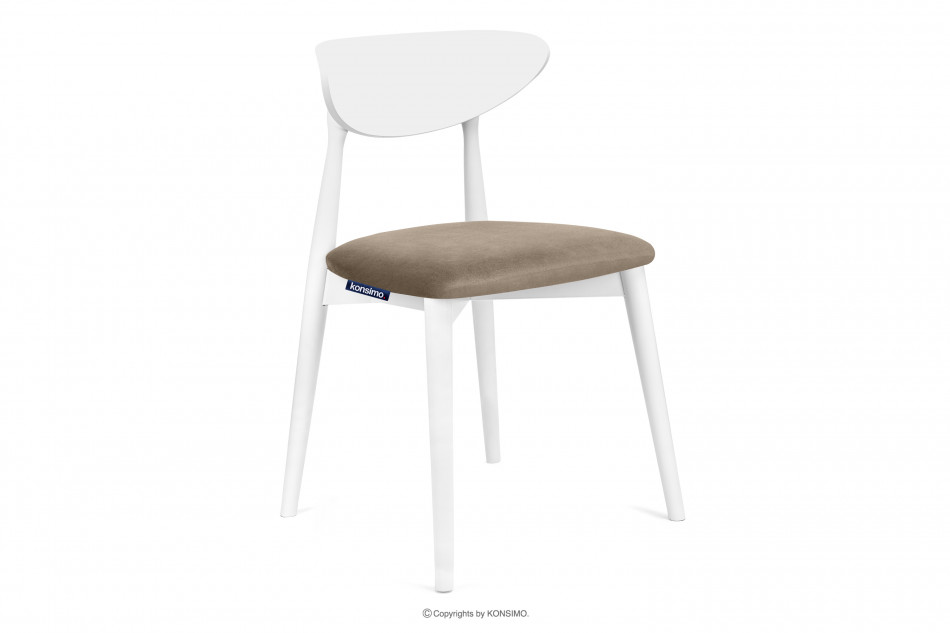 RABI Krzesło drewniane białe beżowy welur beżowy/biały - zdjęcie 0