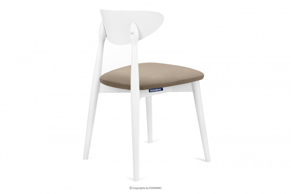 RABI Krzesło drewniane białe beżowy welur beżowy/biały - zdjęcie 4