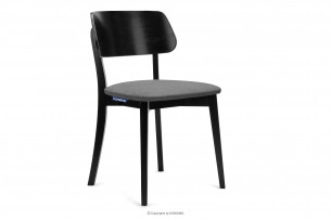 VINIS, https://konsimo.pl/kolekcja/vinis/ Krzesło nowoczesne czarne drewniane szare szary/czarny - zdjęcie