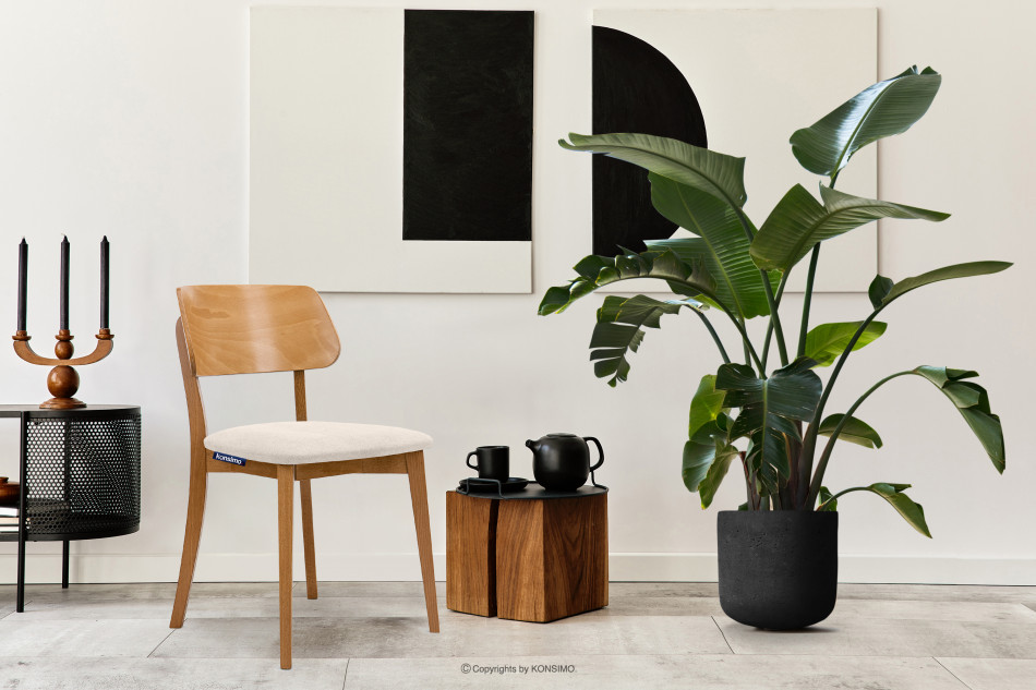 VINIS Krzesło nowoczesne drewniane dąb kremowe kremowy/dąb jasny - zdjęcie 1