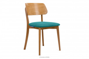 VINIS, https://konsimo.pl/kolekcja/vinis/ Krzesło nowoczesne drewniane dąb turkusowe turkusowy/dąb jasny - zdjęcie