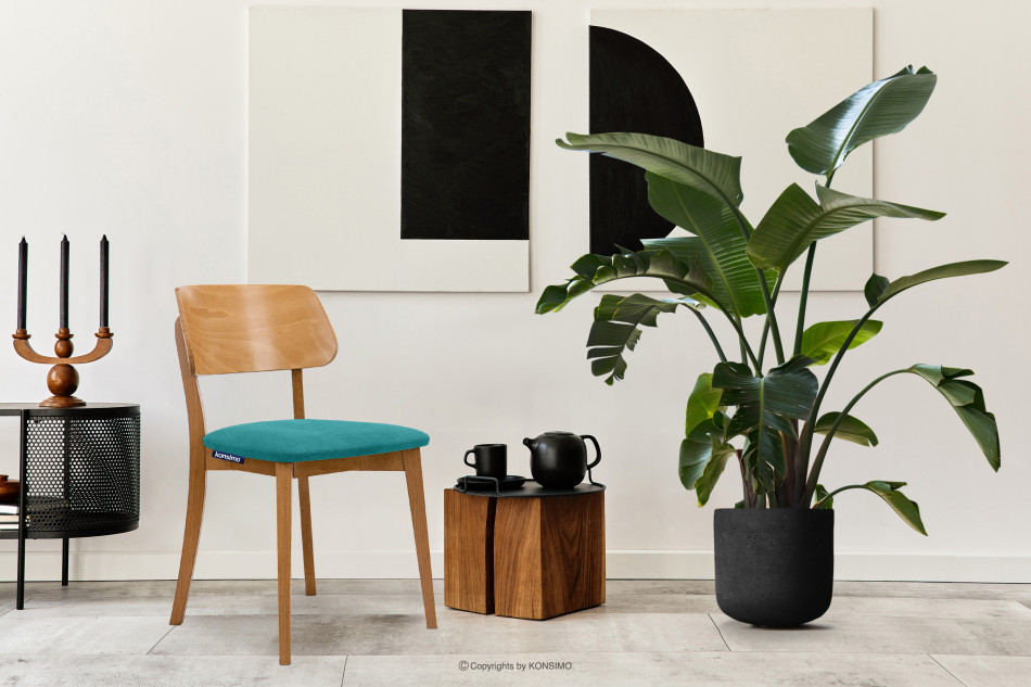 VINIS Krzesło nowoczesne drewniane dąb turkusowe turkusowy/dąb jasny - zdjęcie 1