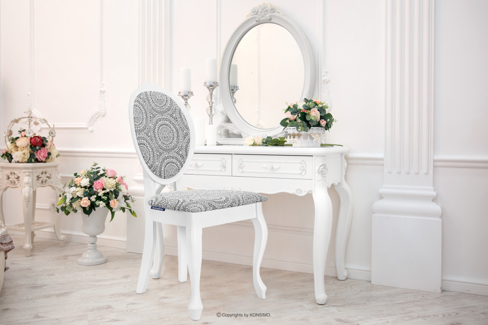 MEXI Krzesło do toaletki białe vintage biały/szary - zdjęcie 1