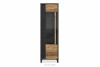 HAYATO Wąska witryna do salonu z półkami z drewnianymi wstawkami świerk alpejski/czarny - zdjęcie 1