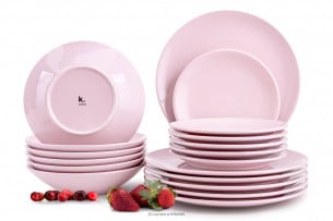 LUPIN, https://konsimo.pl/kolekcja/lupin/ Zestaw obiadowy 6 os. jasny różowy (18el) jasny różowy - zdjęcie