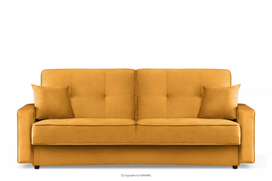 ORIO Żółta rozkładana kanapa do salonu welur żółty - zdjęcie 0