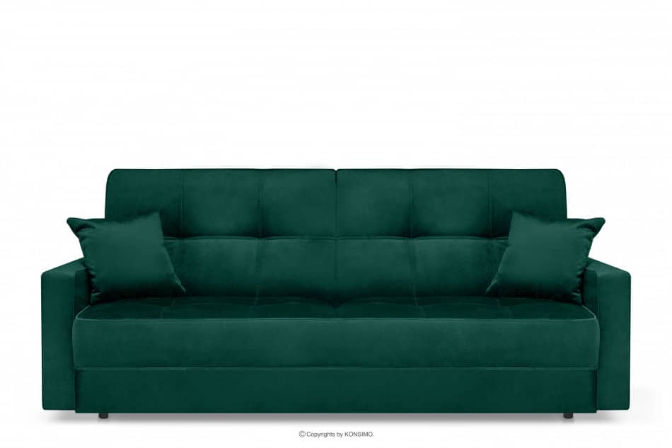 ORIO Zielona rozkładana kanapa do salonu welur zielony - zdjęcie 0