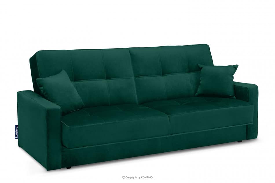 ORIO Zielona rozkładana kanapa do salonu welur zielony - zdjęcie 2