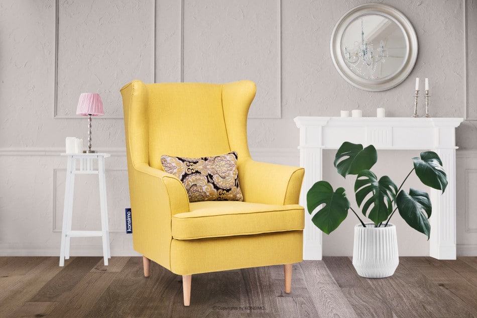 STRALIS Skandynawski fotel żółty na nóżkach żółty - zdjęcie 1