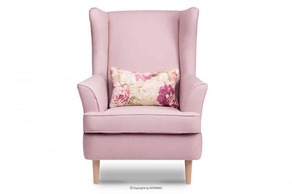 STRALIS Skandynawski fotel pudrowy róż na nóżkach różowy - zdjęcie 0