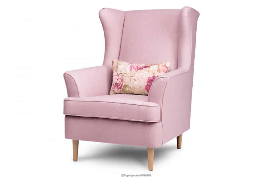 STRALIS Skandynawski fotel pudrowy róż na nóżkach różowy - zdjęcie 2