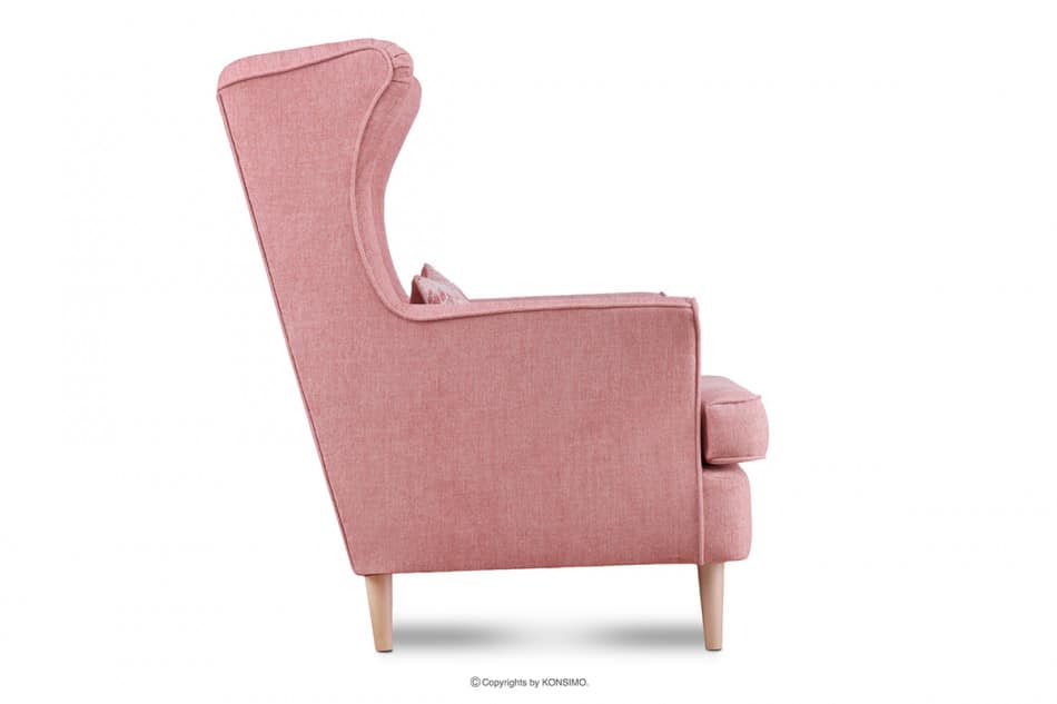 STRALIS Skandynawski fotel różowy na nóżkach koralowy - zdjęcie 3