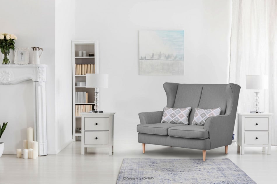 STRALIS Skandynawska sofa dwuosobowa szara na nóżkach szary - zdjęcie 1