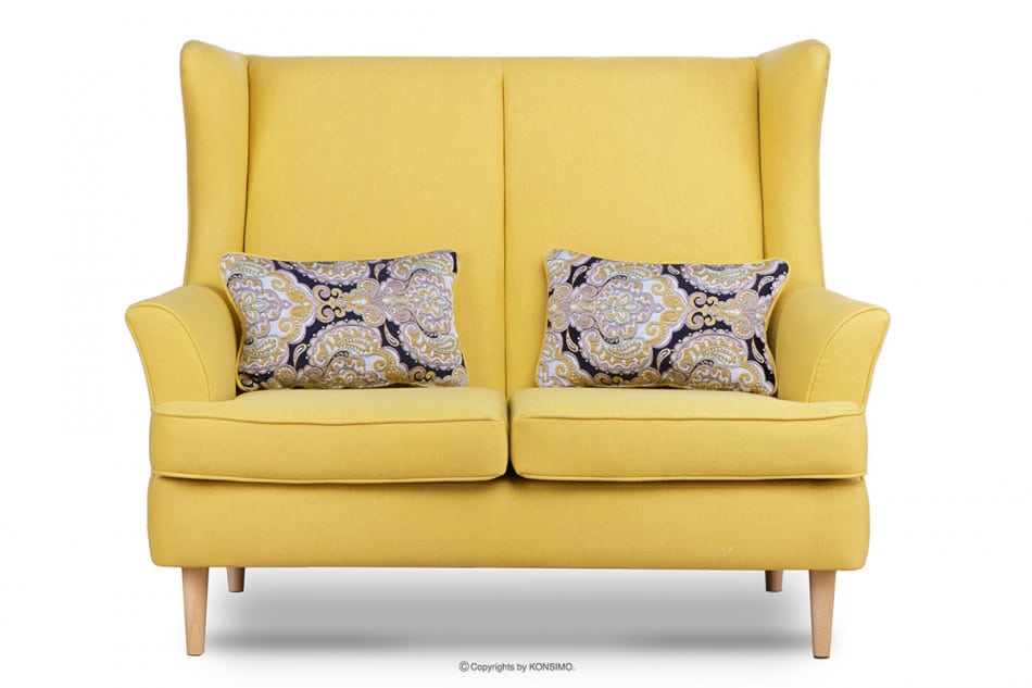 STRALIS Skandynawska sofa dwuosobowa żółta na nóżkach żółty - zdjęcie 0