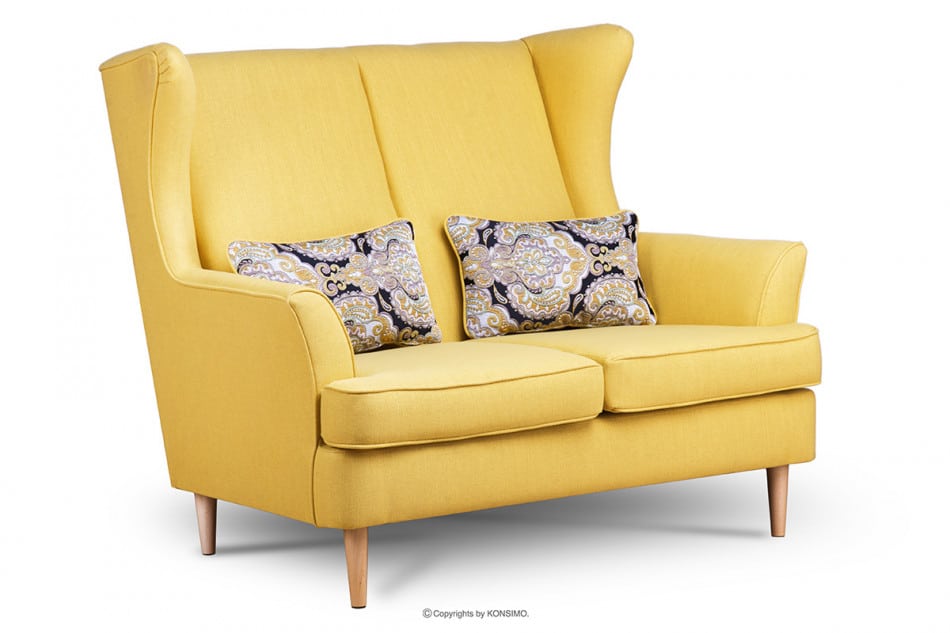 STRALIS Skandynawska sofa dwuosobowa żółta na nóżkach żółty - zdjęcie 2