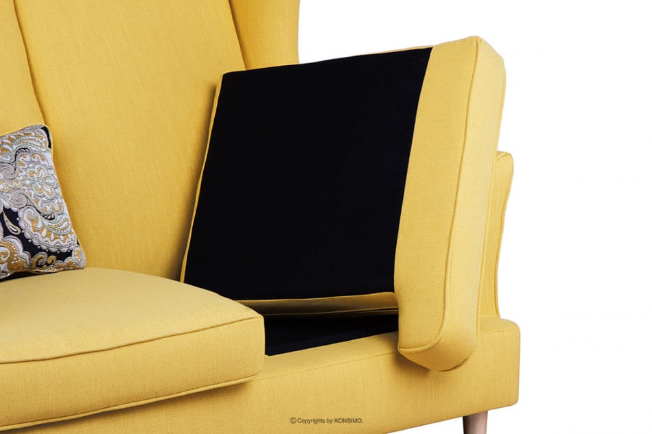 STRALIS Skandynawska sofa dwuosobowa żółta na nóżkach żółty - zdjęcie 8