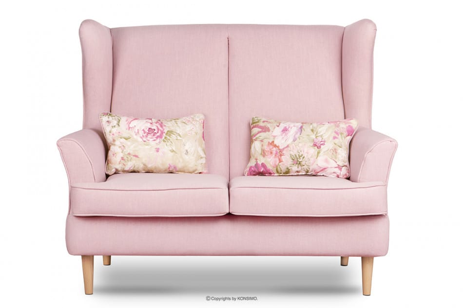 STRALIS Skandynawska sofa dwuosobowa pudrowy róż na nóżkach różowy - zdjęcie 0