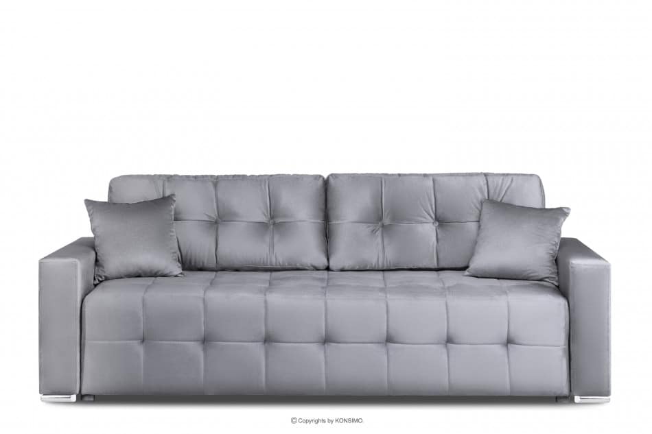 BASIM Sofa 3 osobowa rozkładana glamour tkanina połysk platyna szary - zdjęcie 0