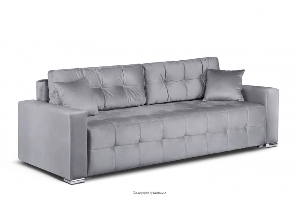 BASIM Sofa 3 osobowa rozkładana glamour tkanina połysk platyna szary - zdjęcie 2