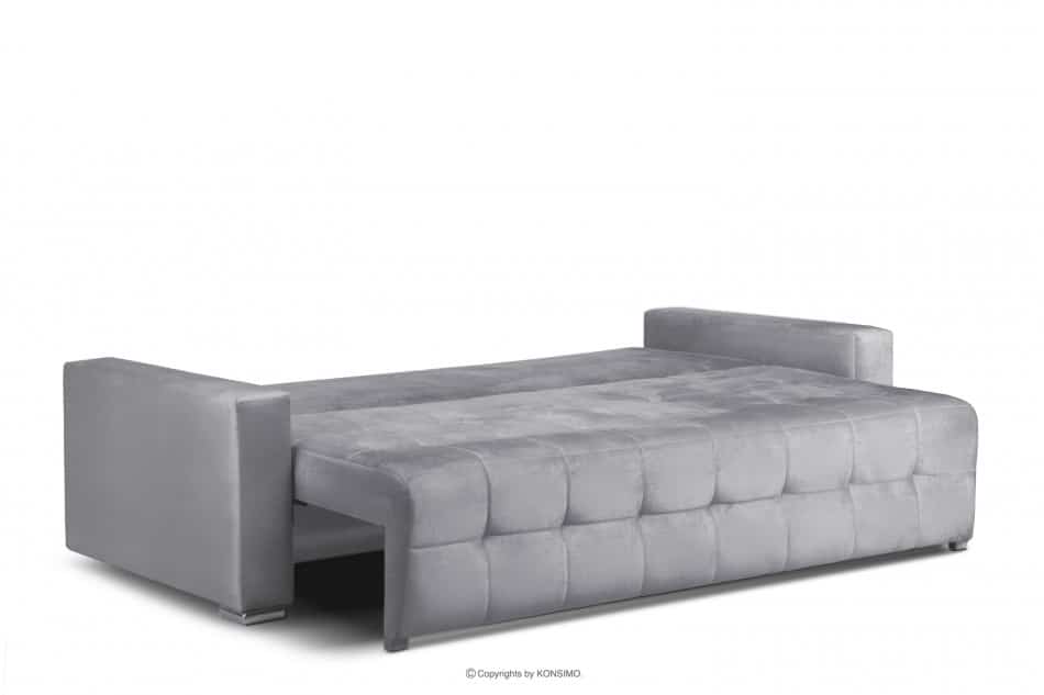 BASIM Sofa 3 osobowa rozkładana glamour tkanina połysk platyna szary - zdjęcie 3