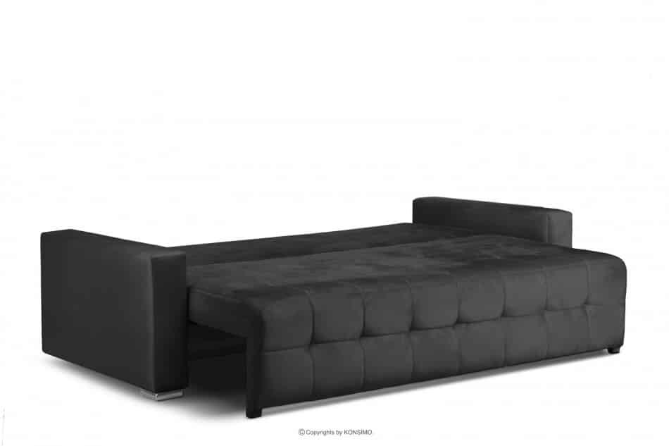 BASIM Sofa 3 osobowa rozkładana glamour pikowana ciemnoszara ciemny szary - zdjęcie 4
