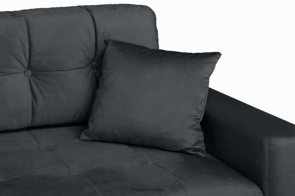 BASIM Sofa 3 osobowa rozkładana glamour pikowana ciemnoszara ciemny szary - zdjęcie 7