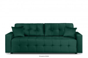 BASIM, https://konsimo.pl/kolekcja/basim/ Sofa 3 osobowa rozkładana glamour pikowana ciemnozielona ciemny zielony - zdjęcie