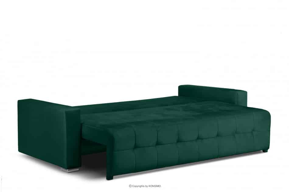 BASIM Sofa 3 osobowa rozkładana glamour pikowana ciemnozielona ciemny zielony - zdjęcie 4