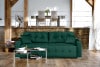 BASIM Sofa 3 osobowa rozkładana glamour pikowana ciemnozielona ciemny zielony - zdjęcie 2
