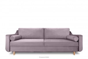 SATEO, https://konsimo.pl/kolekcja/sateo/ Sofa z funkcją spania z pojemnikiem na pościel welwet różowa różowy - zdjęcie