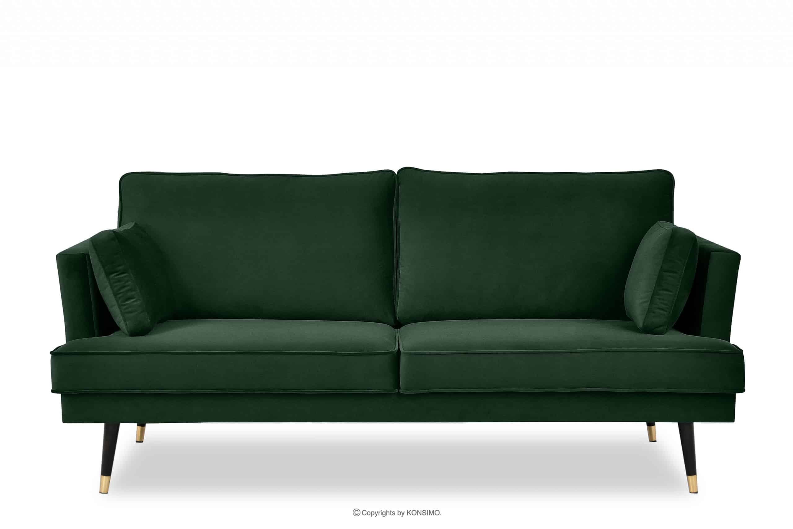 Sofa trzyosobowa welurowa glamour butelkowa zieleń