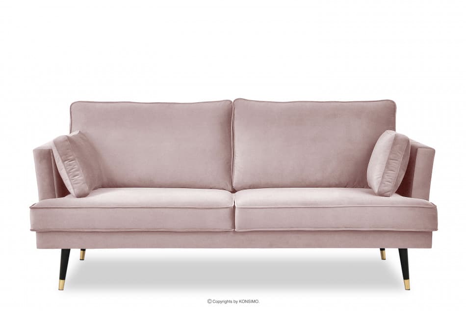 FALCO Sofa trzyosobowa welurowa glamour różowa różowy - zdjęcie 0