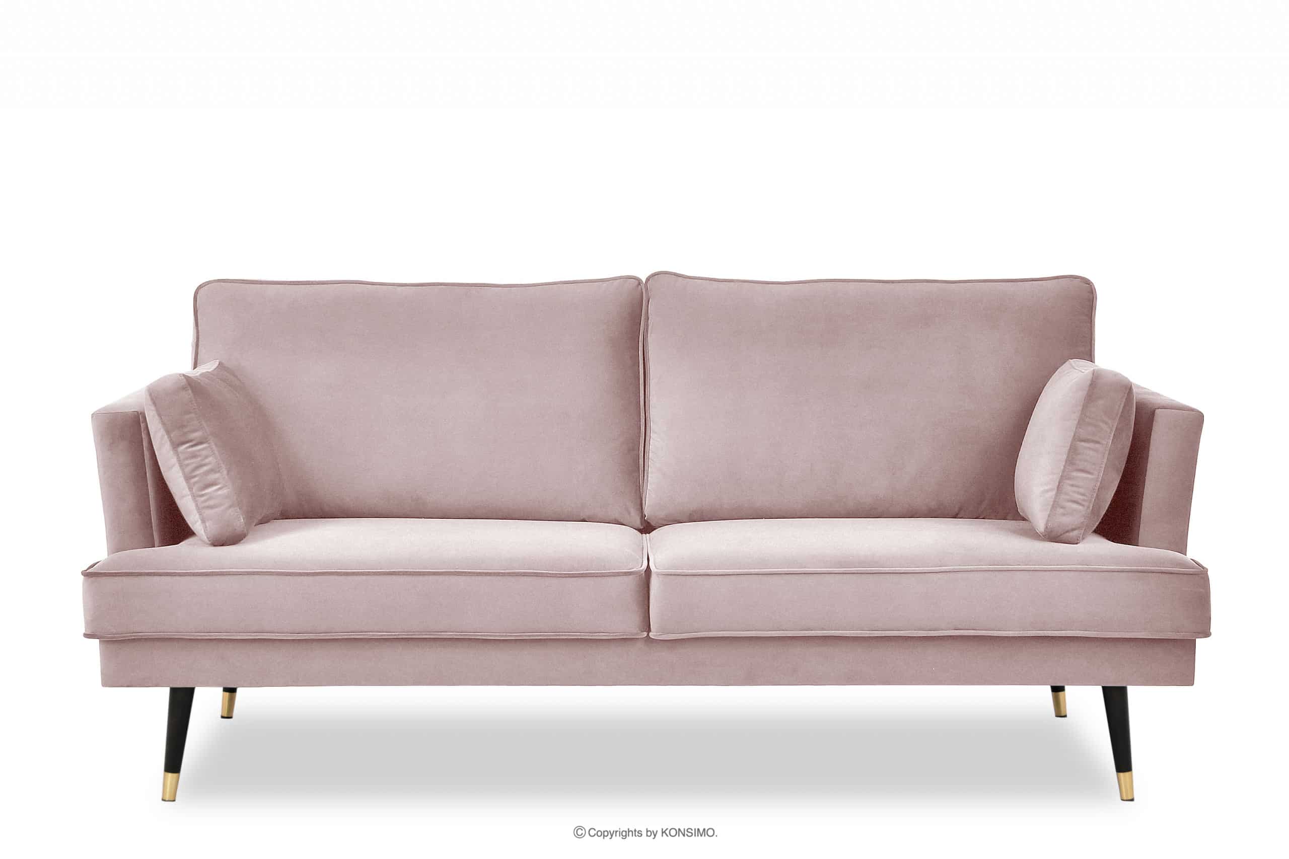 Sofa trzyosobowa welurowa glamour różowa