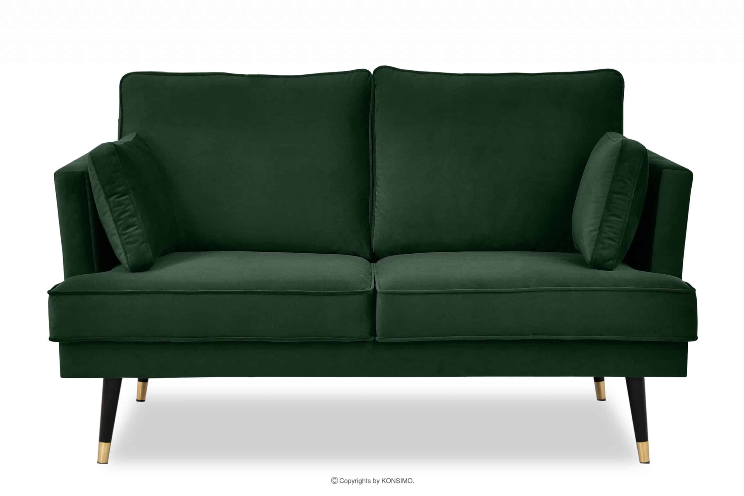 Sofa dwuosobowa welurowa glamour butelkowa zieleń